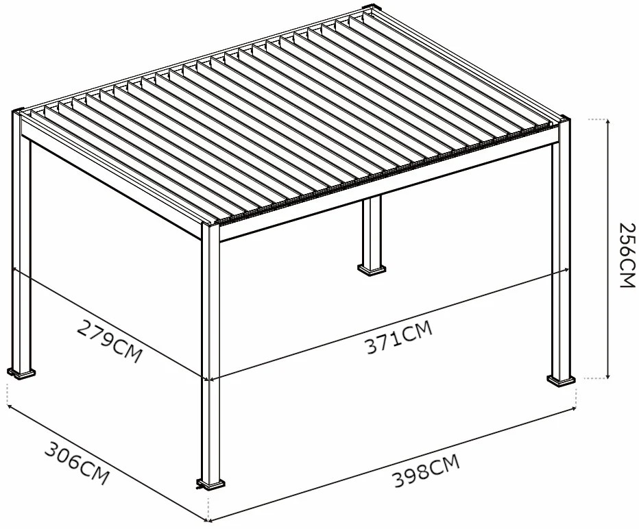 Pergola elektryczna tarasowa DELUXE PRO AUTOMATIC 3x4 z oświetleniem LED, Anthracite/Light Grey - Gutroof - rycina z wymiarami