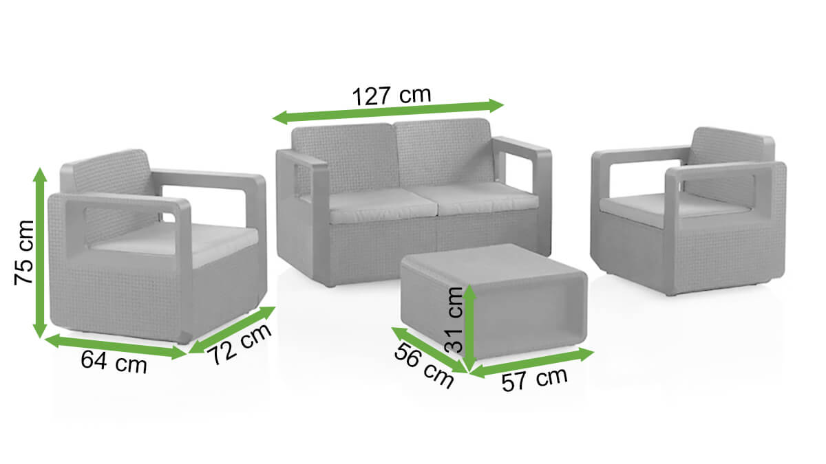 rysunek z wymiarami zestawu venus antracyt