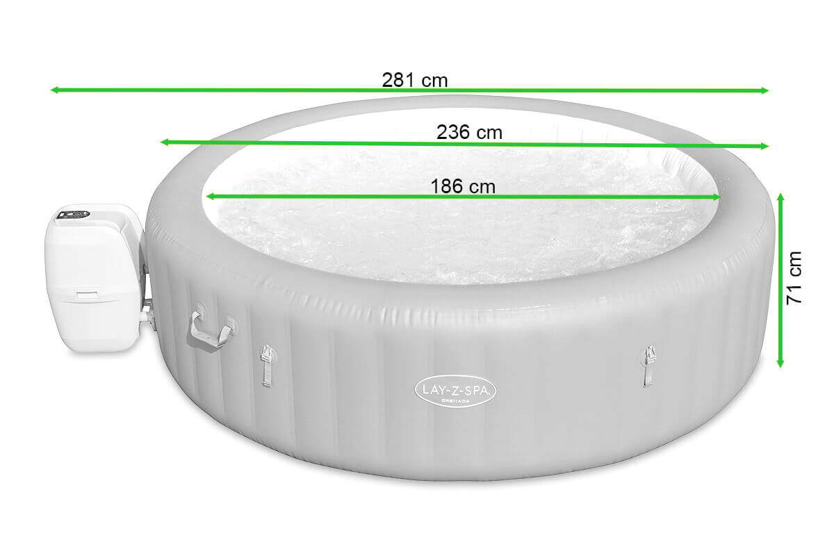 Dmuchane jacuzzi GRENADA Airjet 8-osobowe - Bestway - rycina z wymiarami