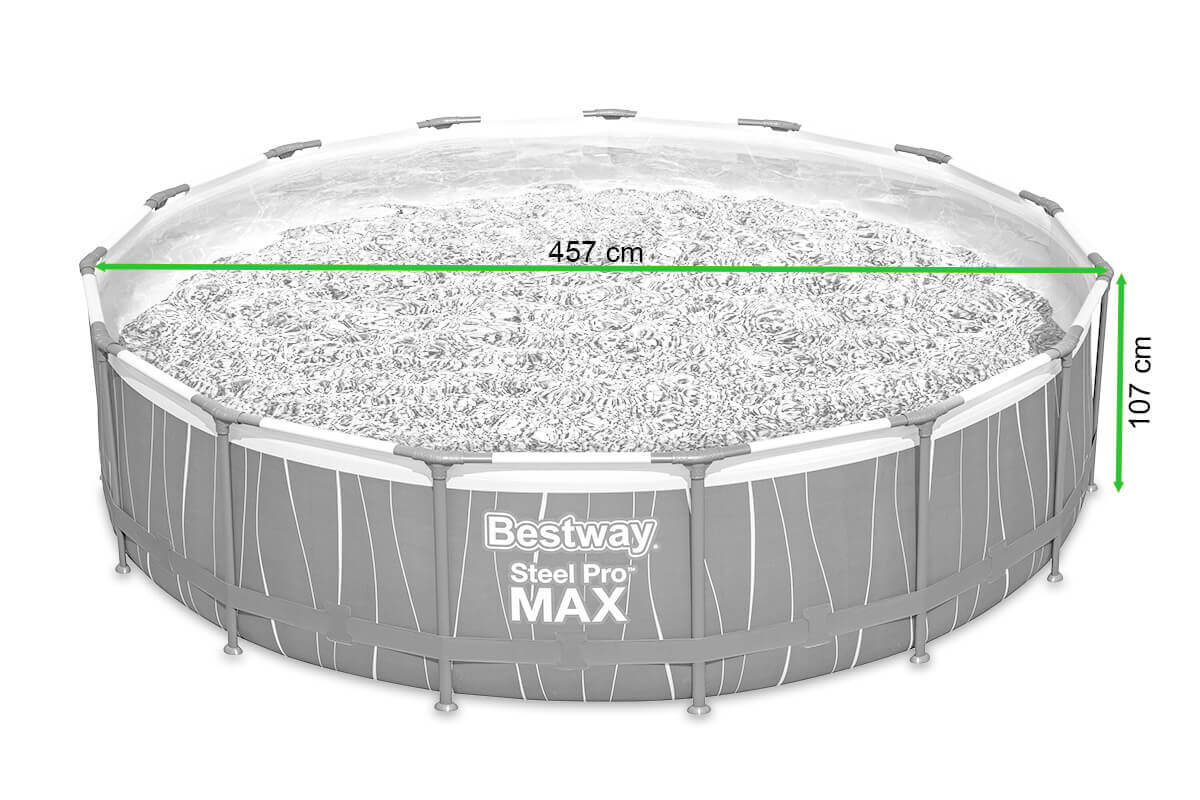 Basen stelażowy z oświetleniem STEEL PRO MAX 4,5x1m - Bestway - rycina z wymiarami