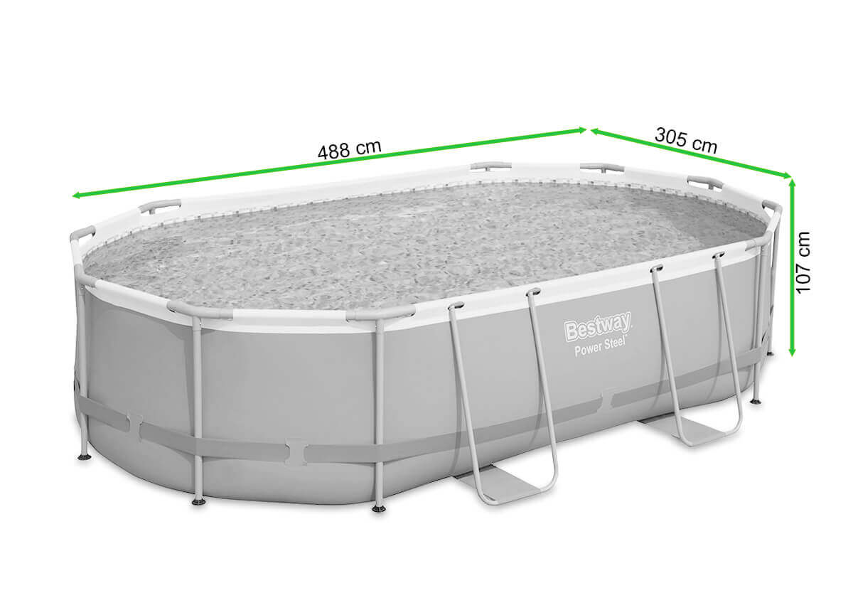 Basen naziemny z zestawem POWER STEEL 4,8x3x1m - Bestway - rycina z wymiarami