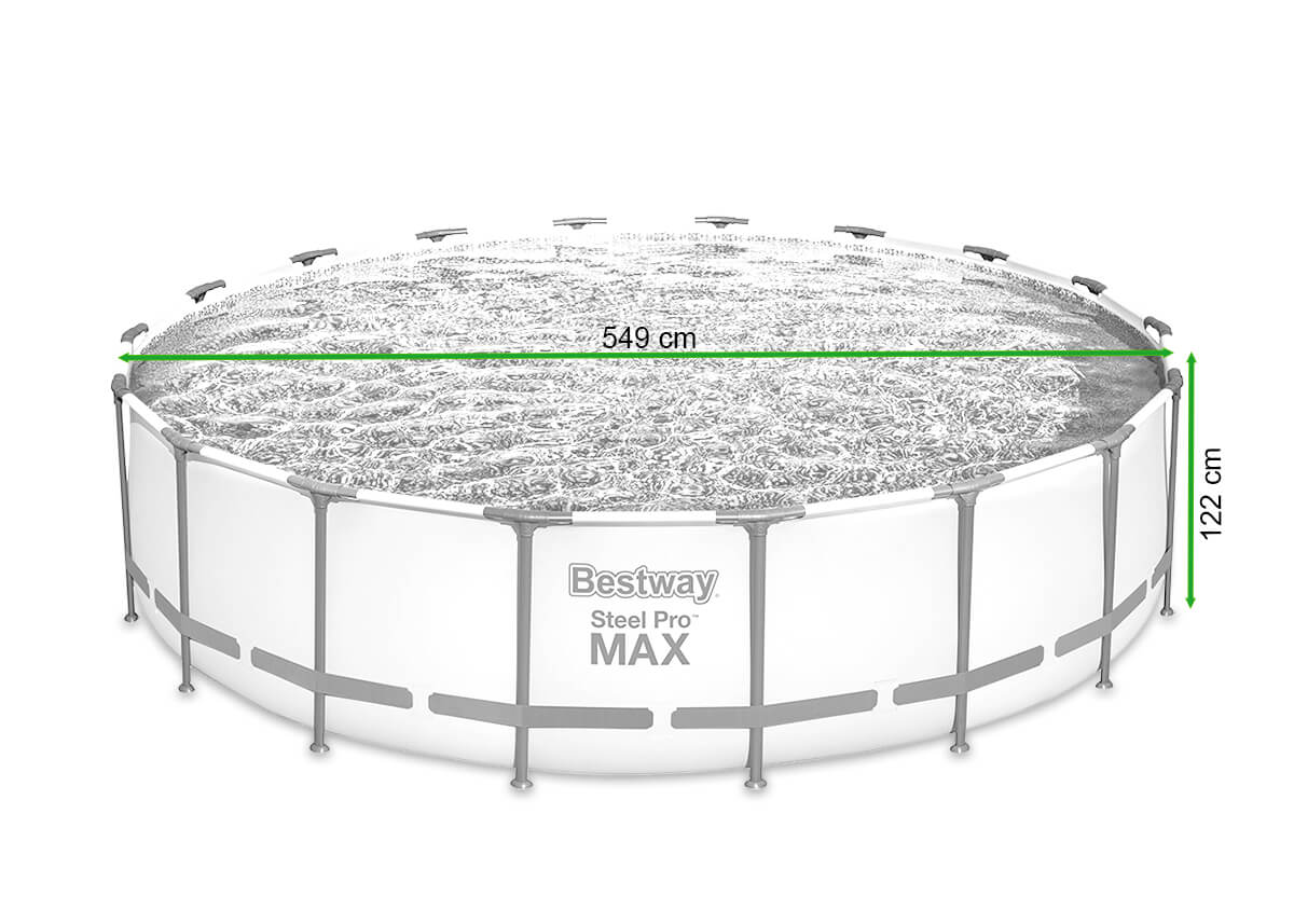 Basen okrągły, stelażowy STEEL PRO MAX 5,5x1,2m w zestawie - Bestway - rycina z wymiarami