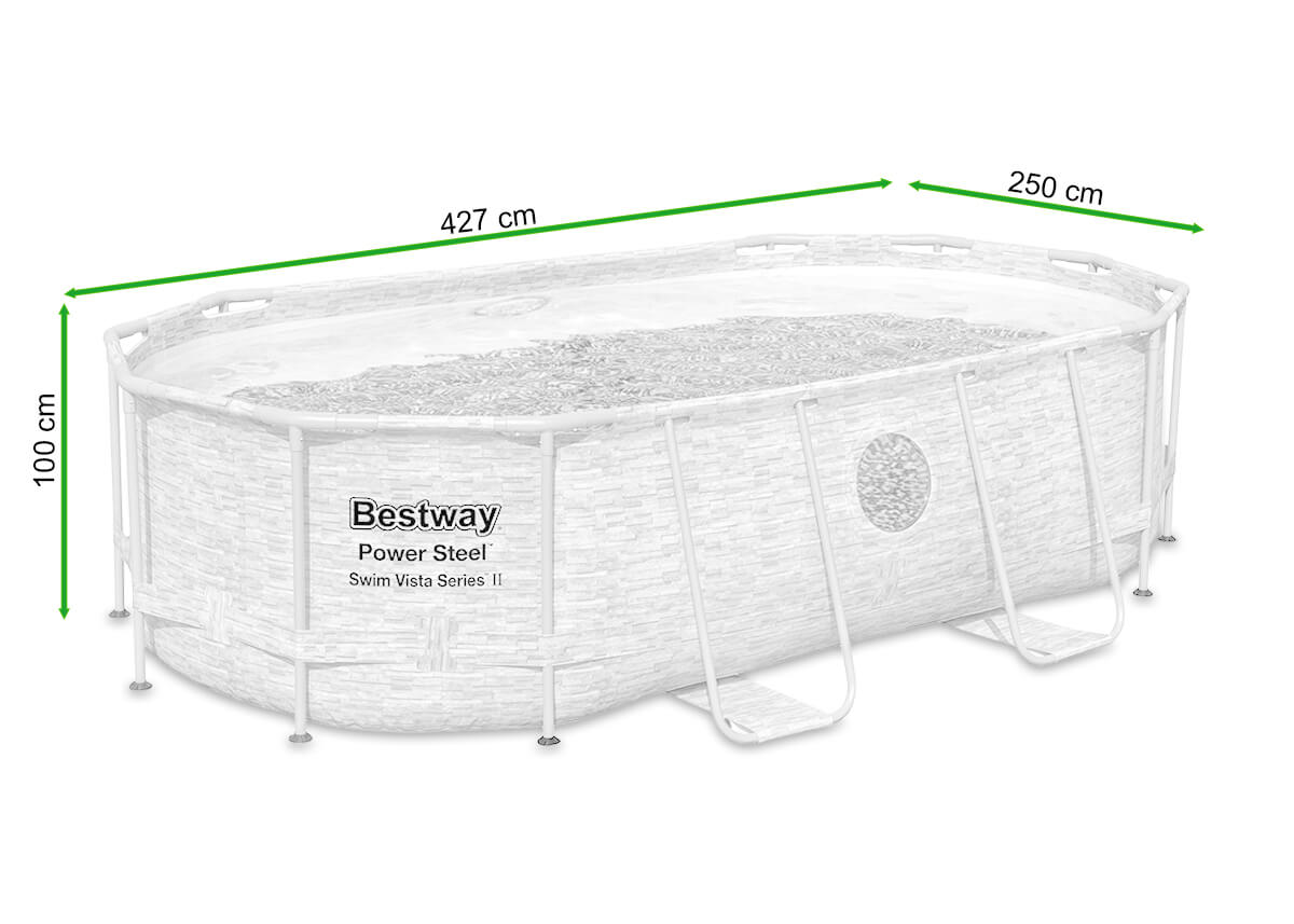 Basen naziemny z zestawem POWER STEEL Vista Series 4,2x2,5x1m - Bestway - rycina z wymiarami