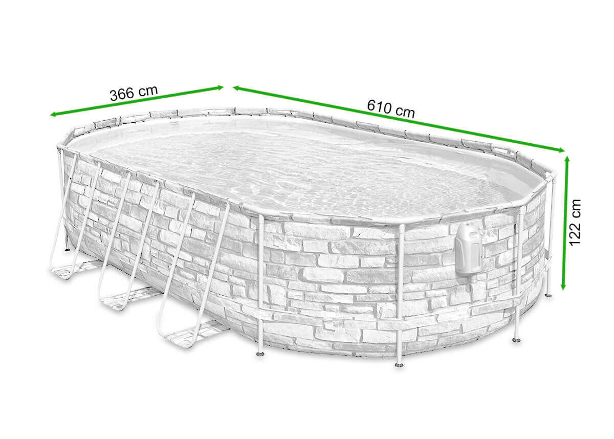 Basen POWER STEEL Comfort Jet Series z zestawem 6x3,6x1,2m - Bestway - rycina z wymiarami