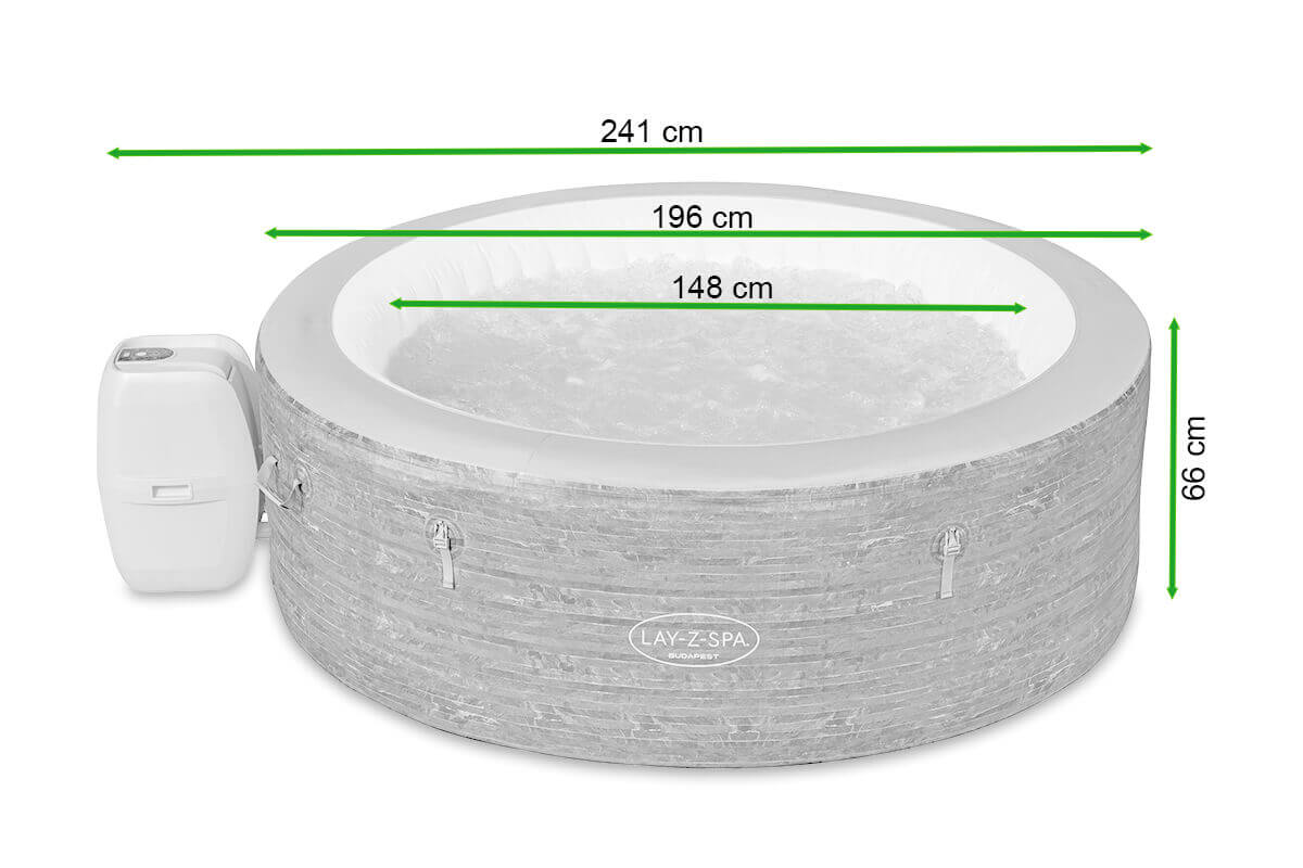 Nadmuchiwane jacuzzi BUDAPEST Airjet z pokrywą - Bestway - rycina z wymiarami