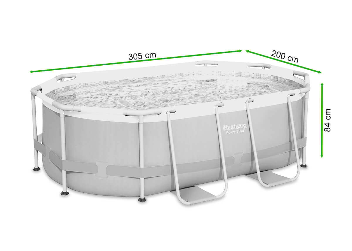 Basen stelażowy z zestawem 3x2x0,8m POWER STEEL - Bestway - rycina z wymiarami