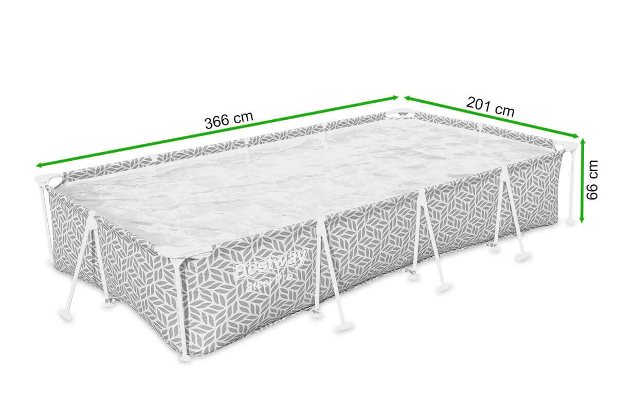 Basen naziemny prostokątny STEEL PRO 3,6x2x0,66m – Bestway - rycina z wymiarami