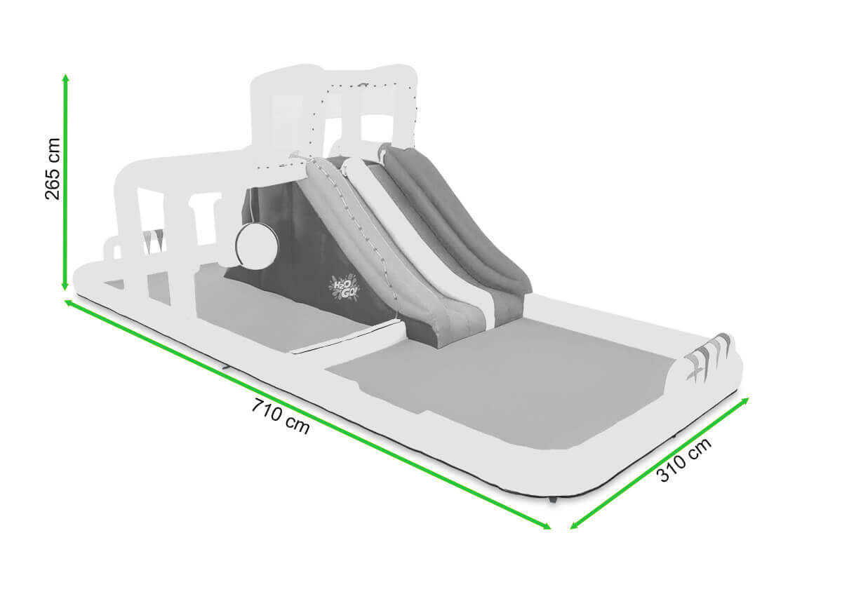 Centrum zabaw wodnych H2OGO! SPLASH COURSE - Bestway - rycina z wymiarami