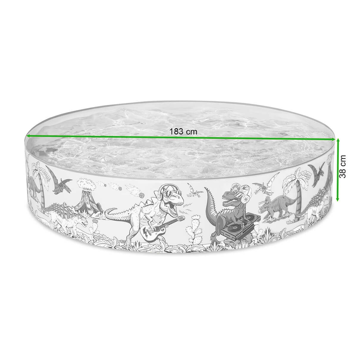 Rozporowy basen dla dzieci FILL 'N FUN dinozaury - Bestway - rycina z wymiarami