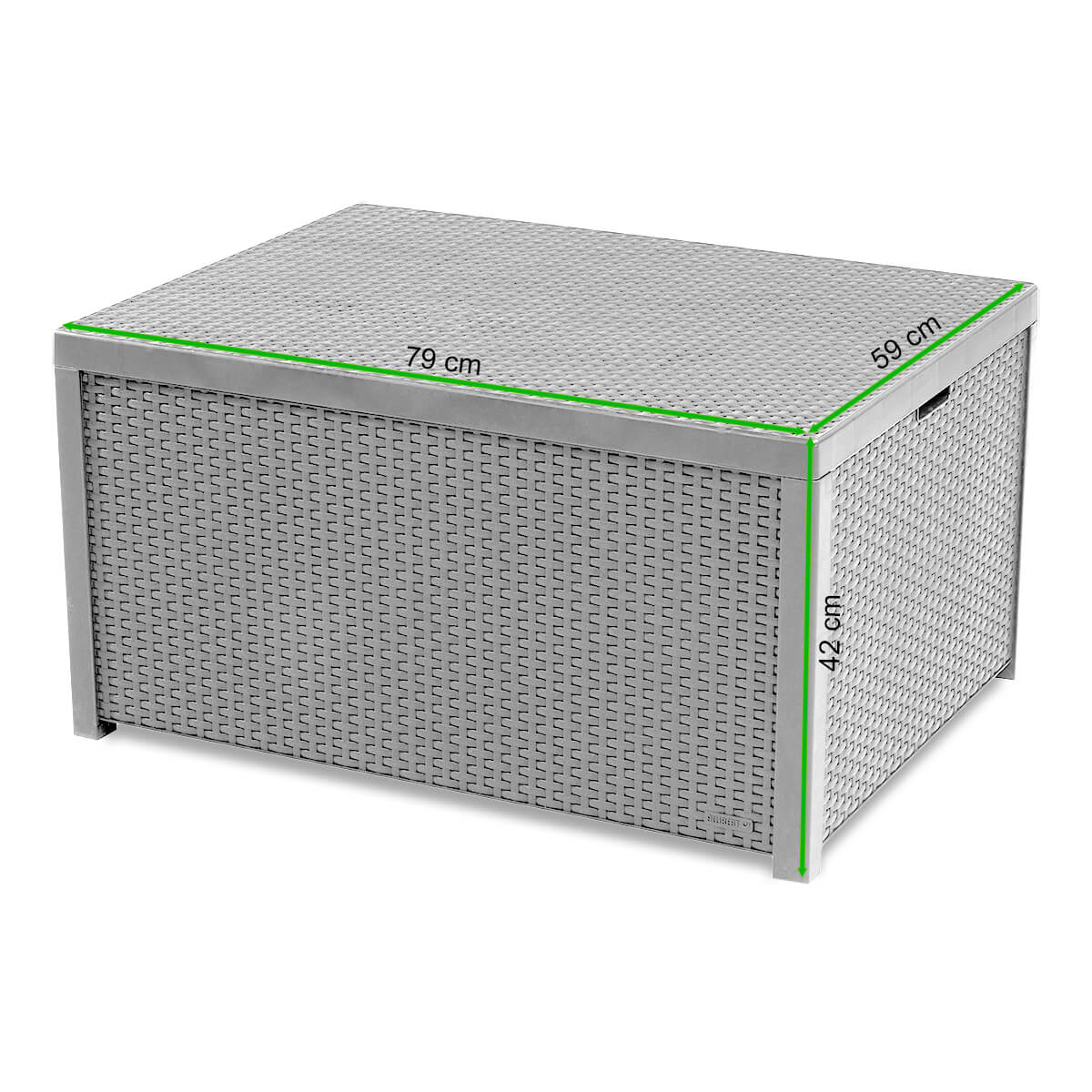 Stolik ze schowkiem ARICA Graphite - Keter - rycina z wymiarami