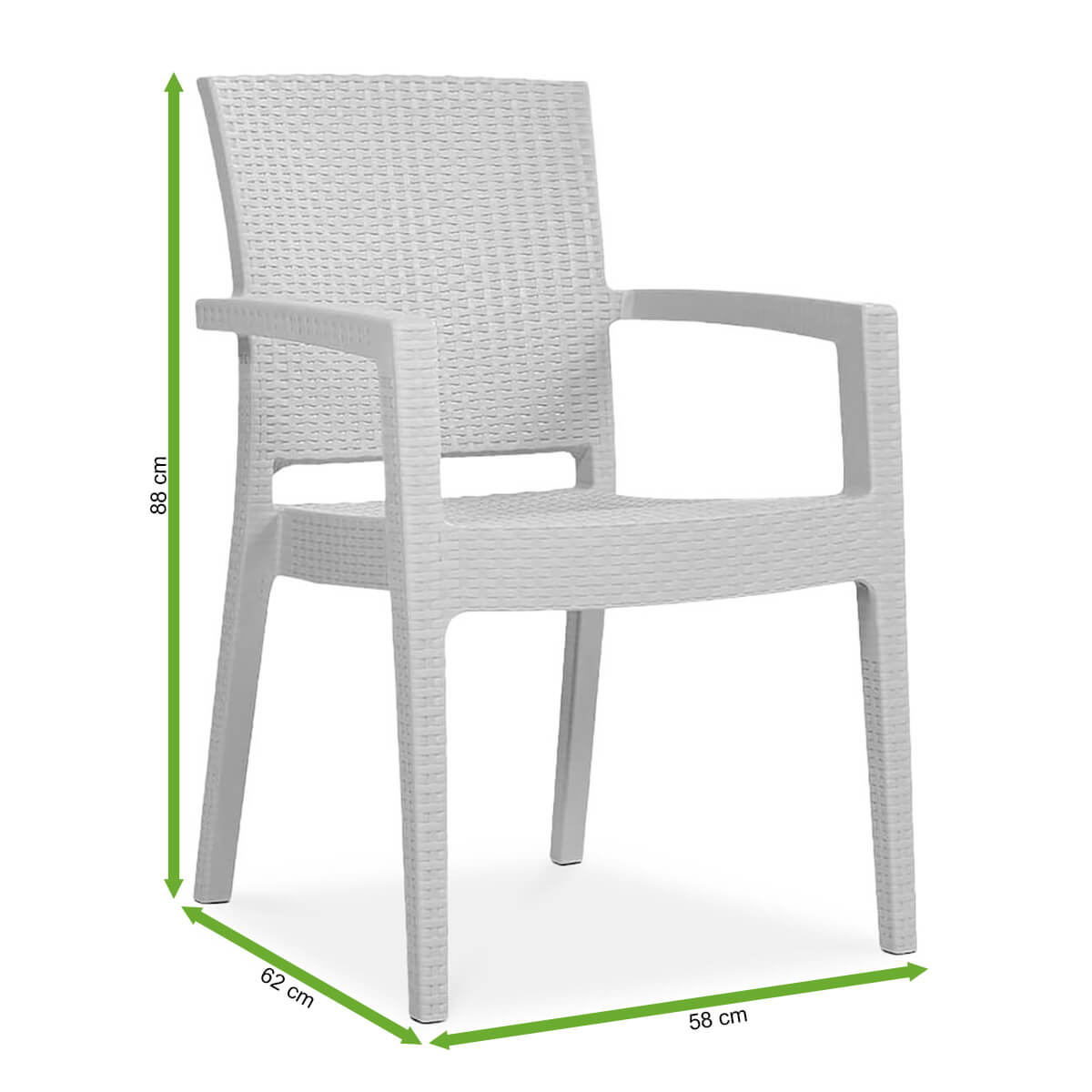 Krzesło ogrodowe PARIS Cappucino - Novussi - rycina z wymiarami