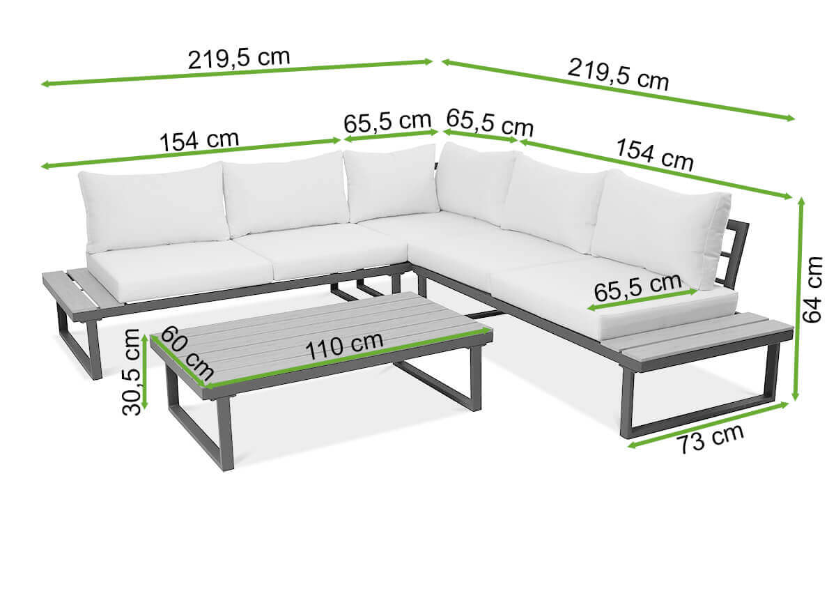 Narożnik wypoczynkowy EMERSON Light Beige - Focus Garden - rycina z wymiarami