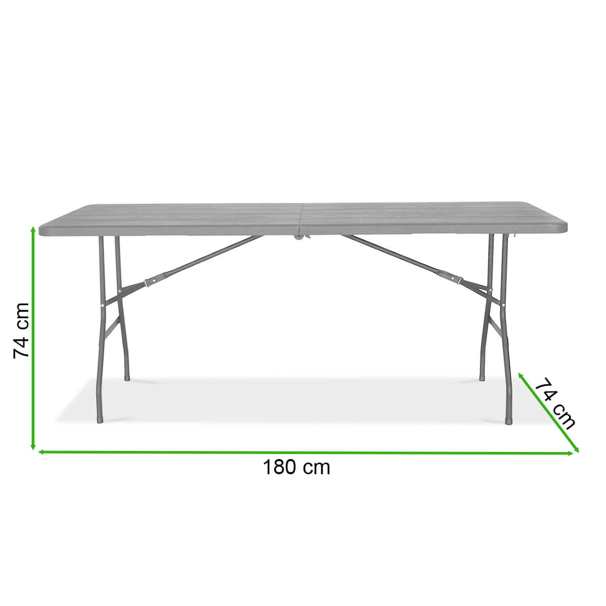 Cateringový stôl 180 cm Graphite Wood - Bjørkka - nákres s rozmermi