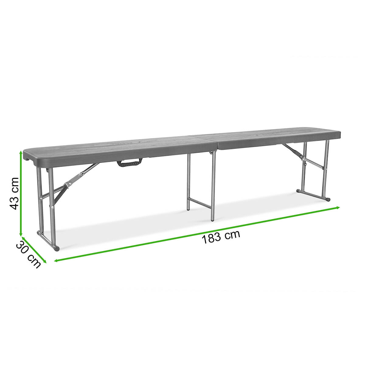Ławka Cateringowa 180cm Graphite Wood - Bjørkka - rycina z wymiarami