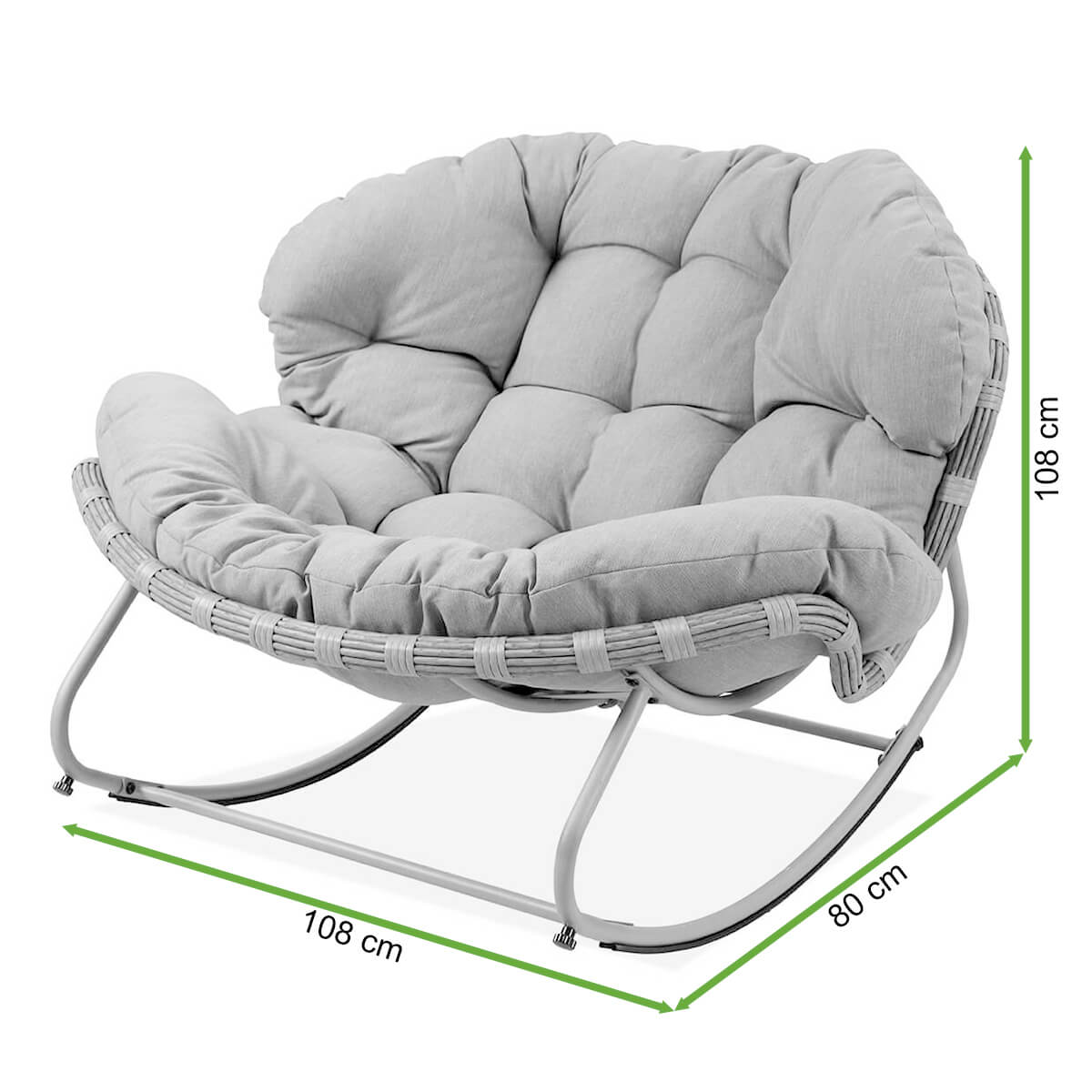 Fotel bujany RODOS Natural/Grey - Focus Garden - rycina z wymiarami