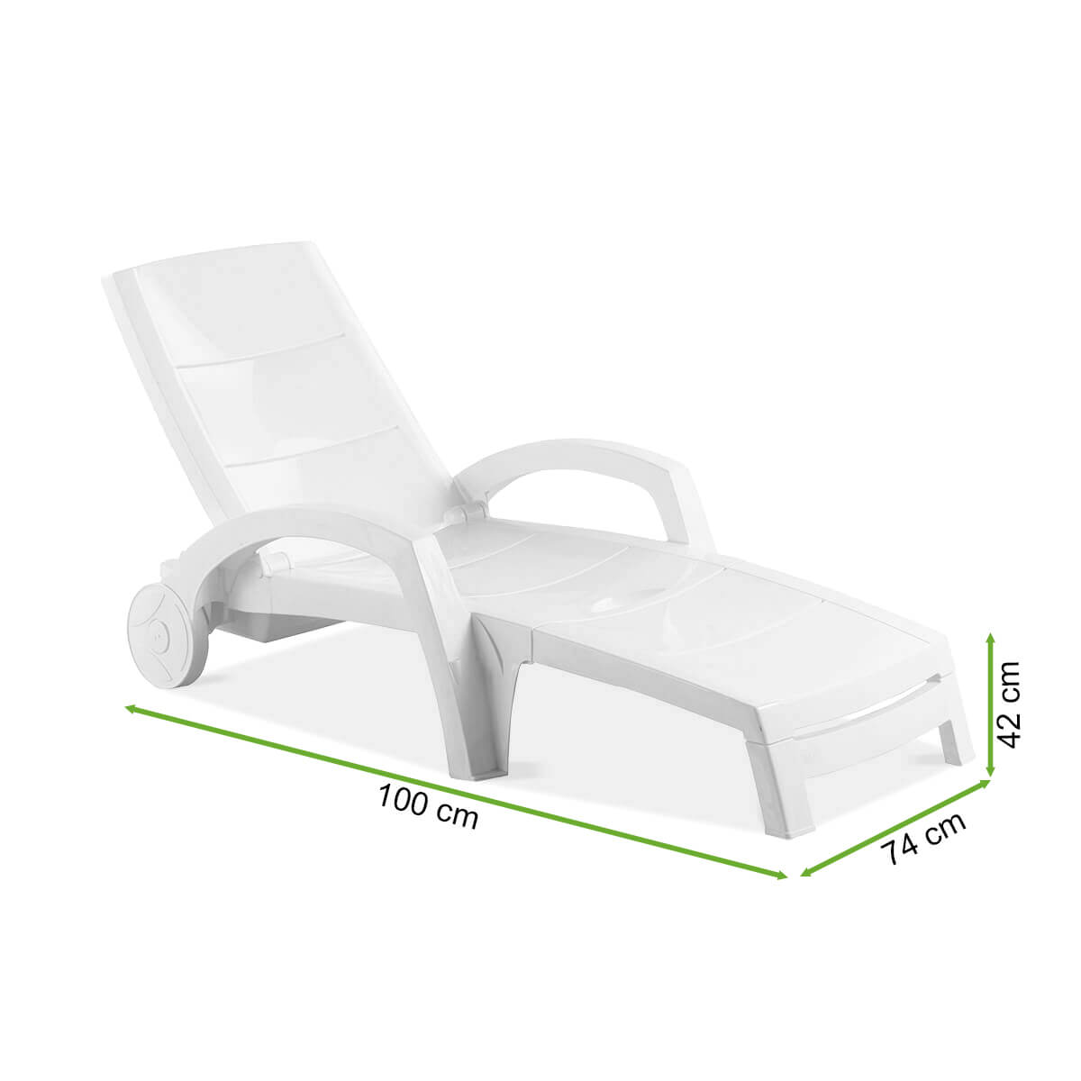 Leżak OCEAN White - Focus Garden - rycina z wymiarami