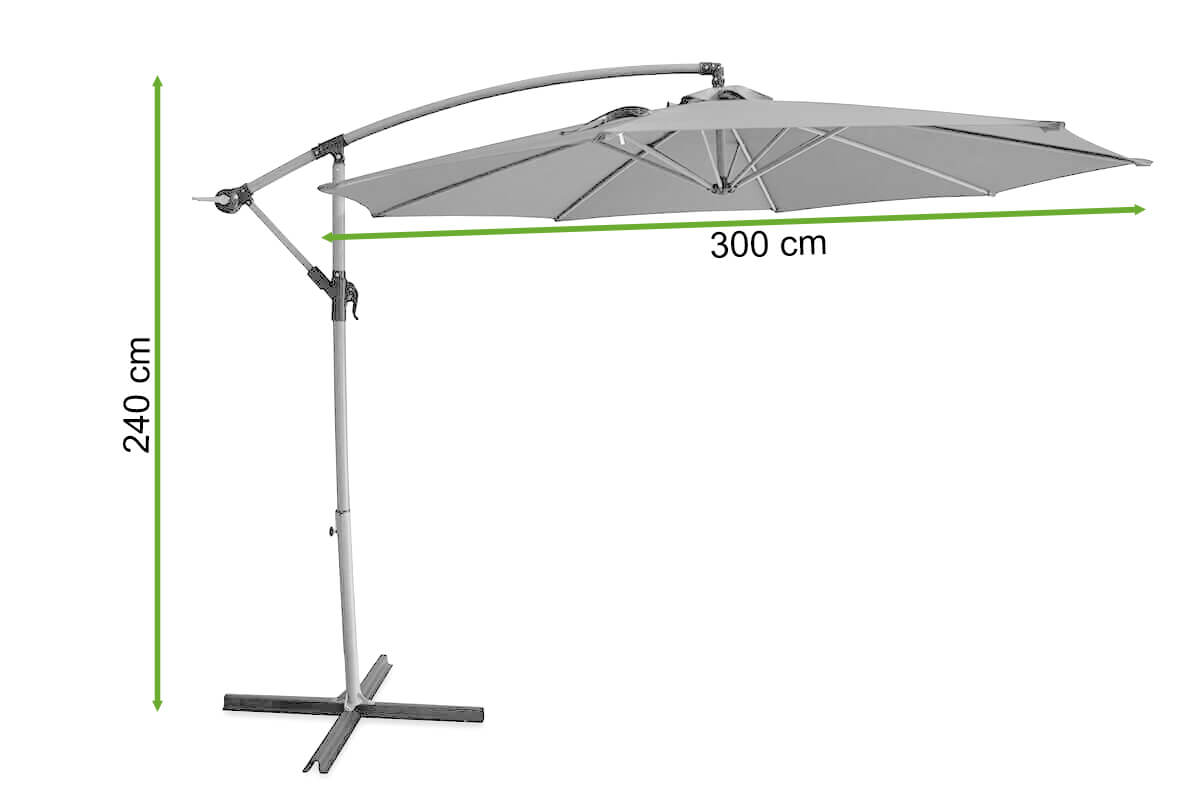 Parasol ogrodowy boczny SANTORINI WOOD 3m Dark Grey - Focus Garden - rycina z wymiarami