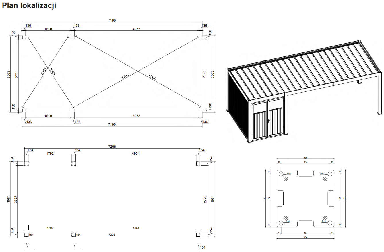 Wiata garażowa SUPERIOR 5.3x3 +2 Anthracite - Gutroof - rycina z wymiarami
