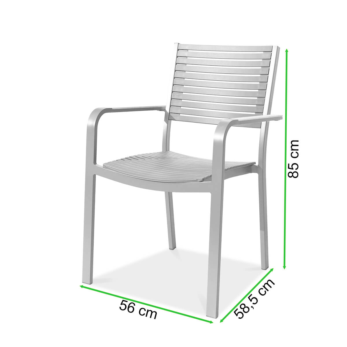 Krzesło TACOMA White - Focus Garden - rycina z wymiarami