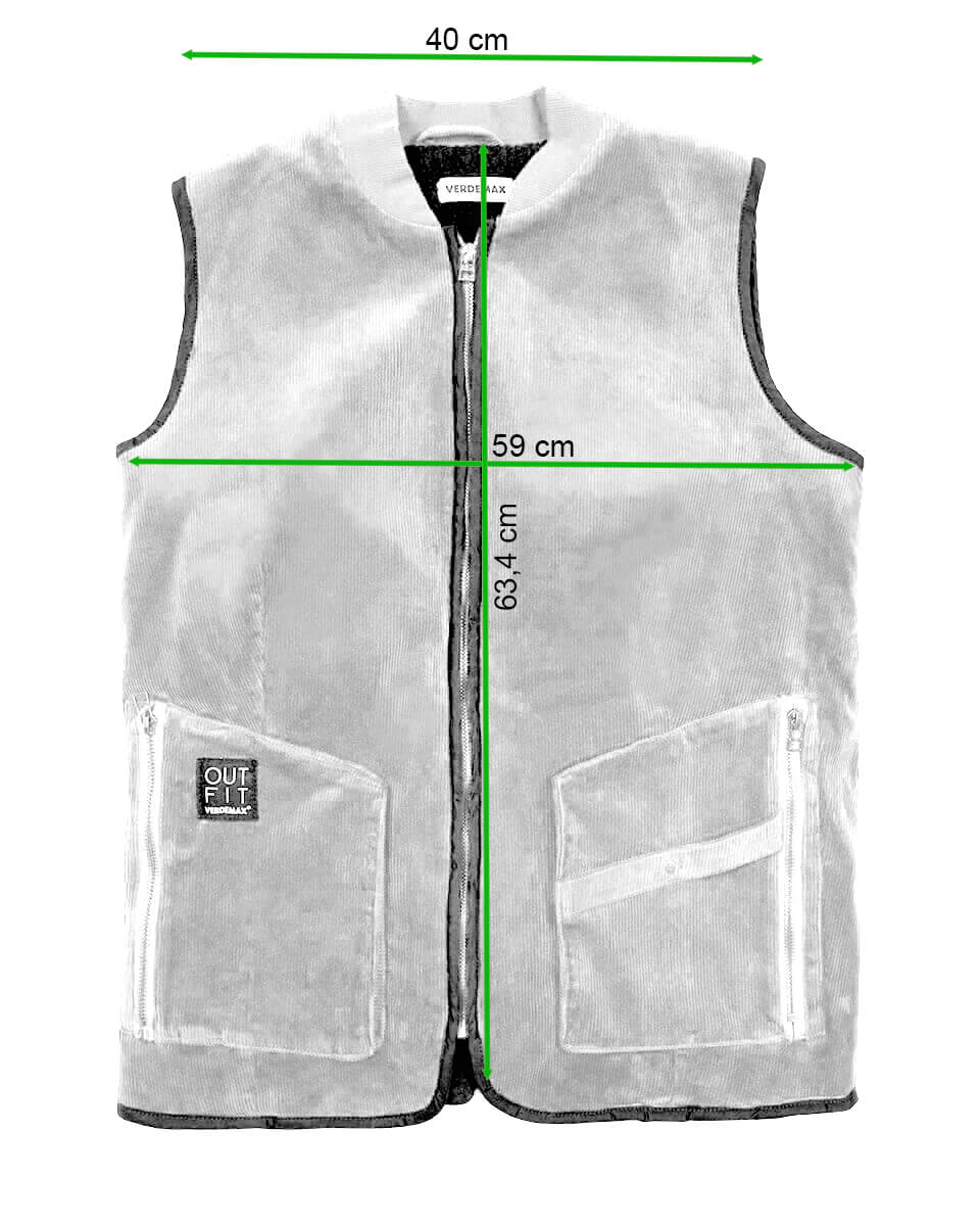 Kamizelka jesienna damska QUERCIA Aztec, sztruks L - Verdemax - rycina z wymiarami