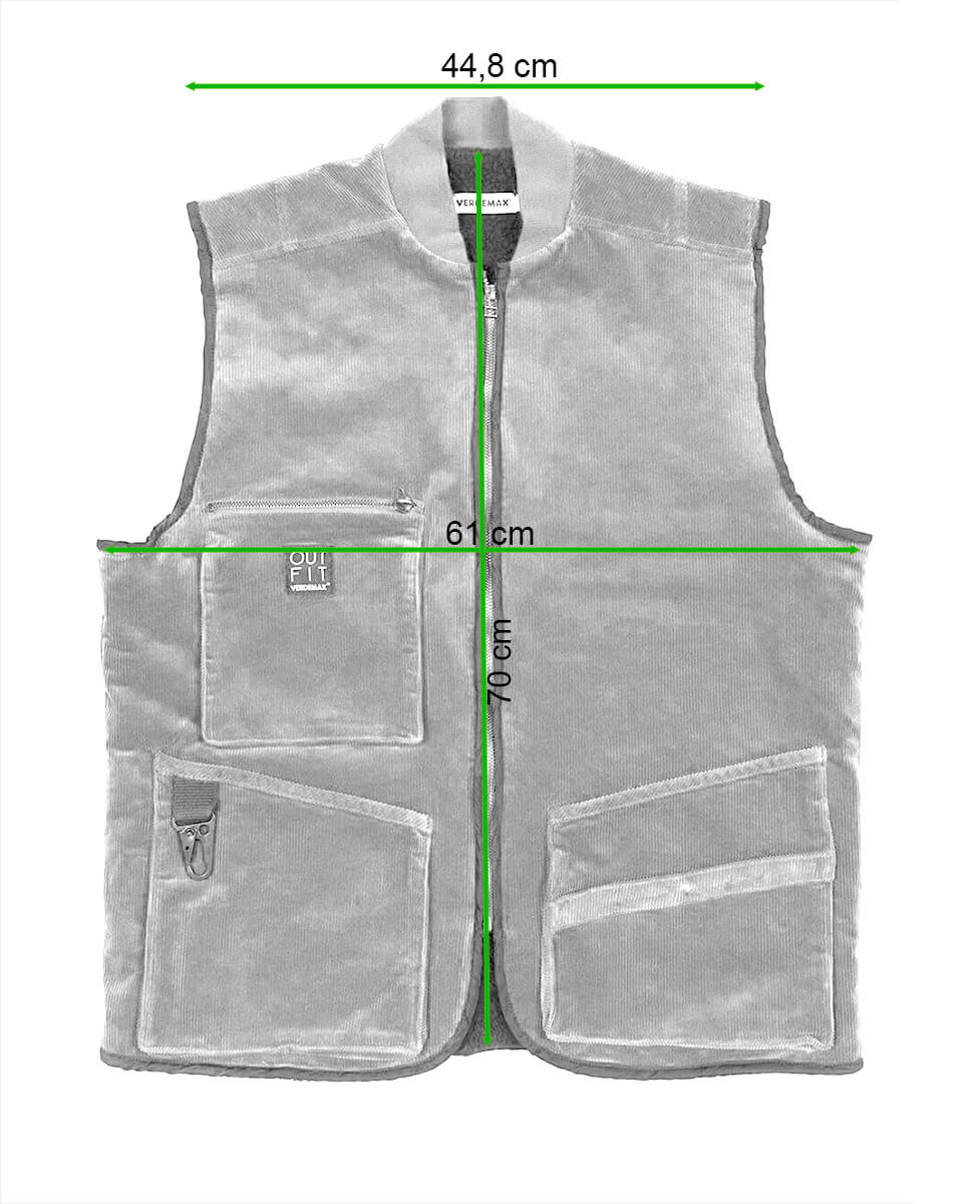 Jesienna kamizelka sztruksowa ABETE Olivine, rozmiar L - Verdemax - rycina z wymiarami