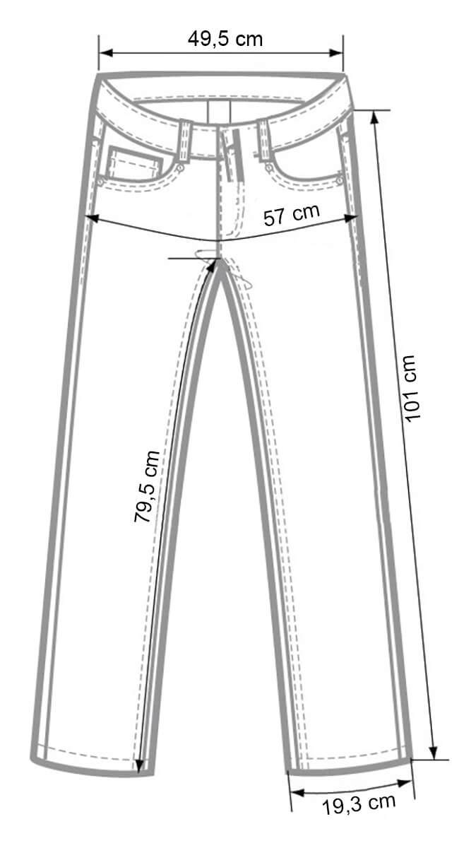 Sztruksowe spodnie męskie ACERO Olivine L - Verdemax - rycina z wymiarami