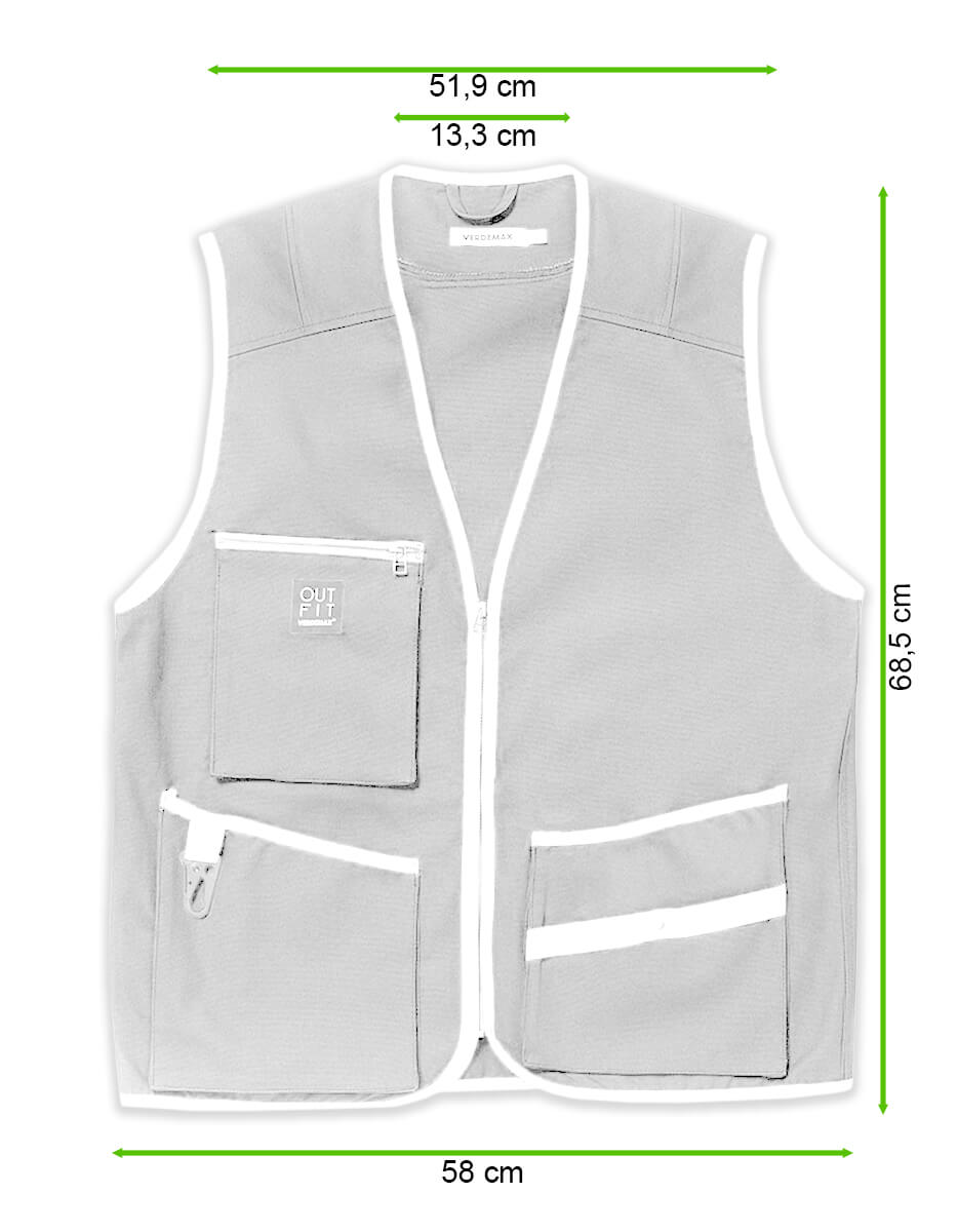 Kamizelka męska do ogrodu CORNIOLO Antracite, rozm M - Verdemax - rycina z wymiarami