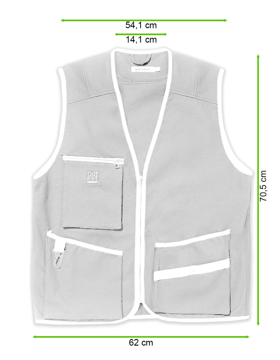 Kamizelka męska do ogrodu CORNIOLO Antracite, rozm XL - Verdemax - rycina z wymiarami