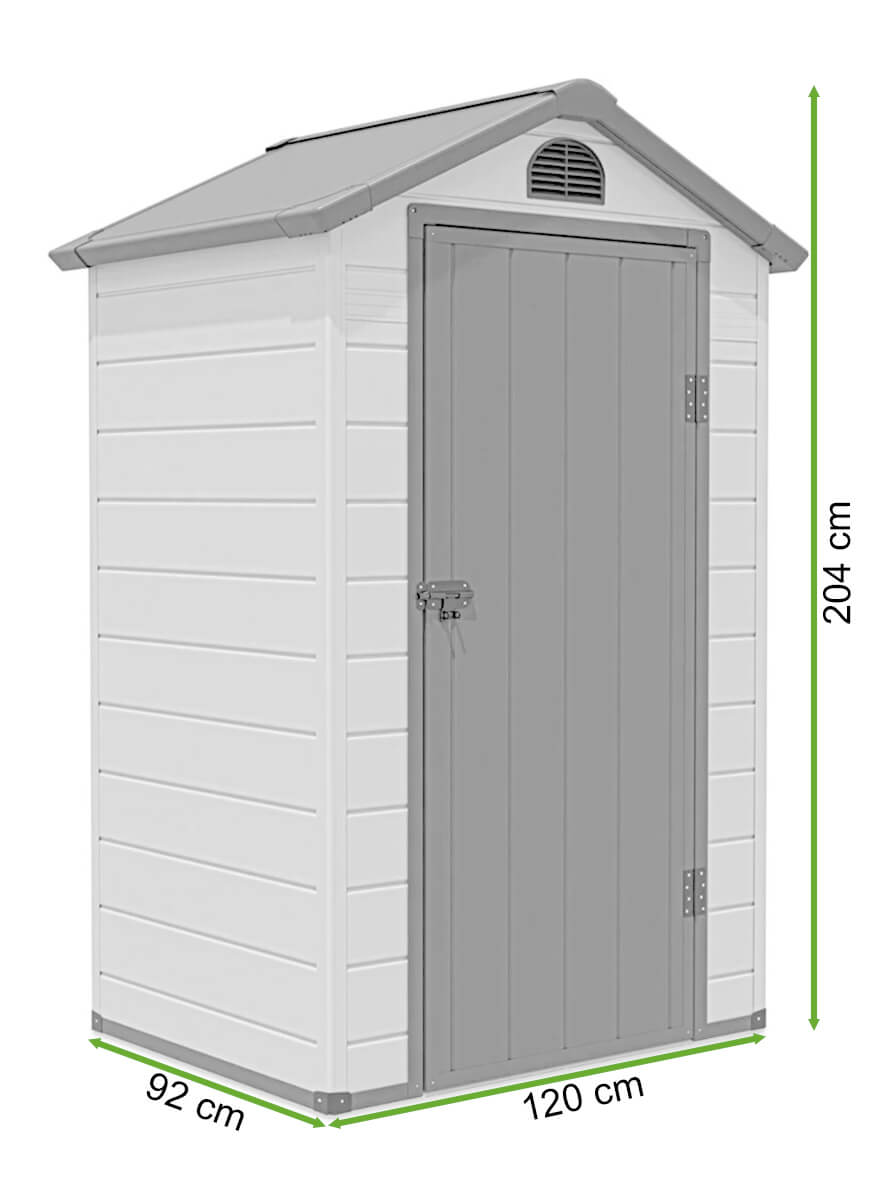 wymiary domku narzędziowego VERMONT Beige