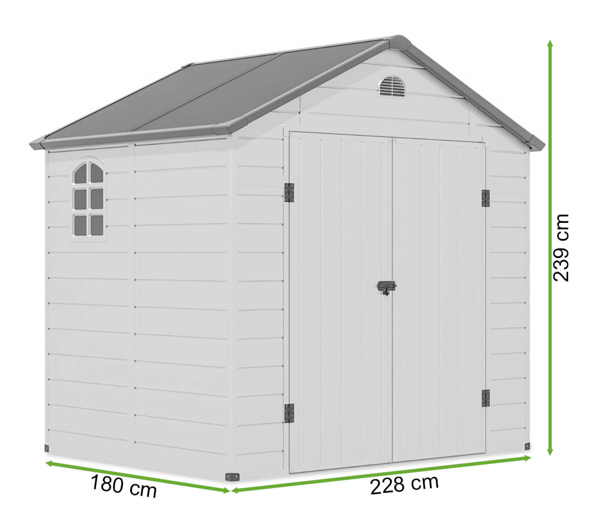 wymiary domku narzędziowego VERMONT Cold Grey