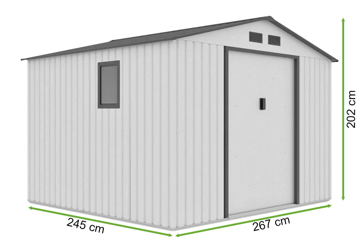  wymiary domu narzędziowego HUDSON 277x255cm Light Wood Hardmaister