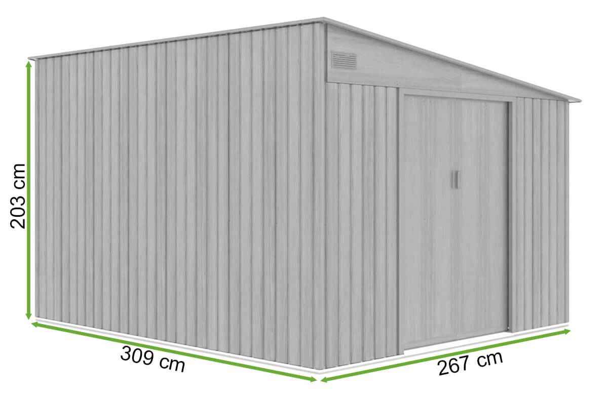  wymiary domku ogrodowego JASPER 279x321cm Light Wood Hardmaister
