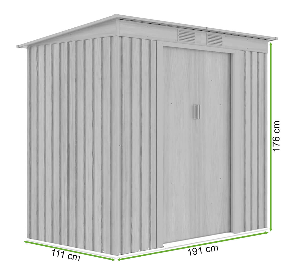 wymiary domku ogrodowego OREGON 201x121cm Cold Grey Hardmaister