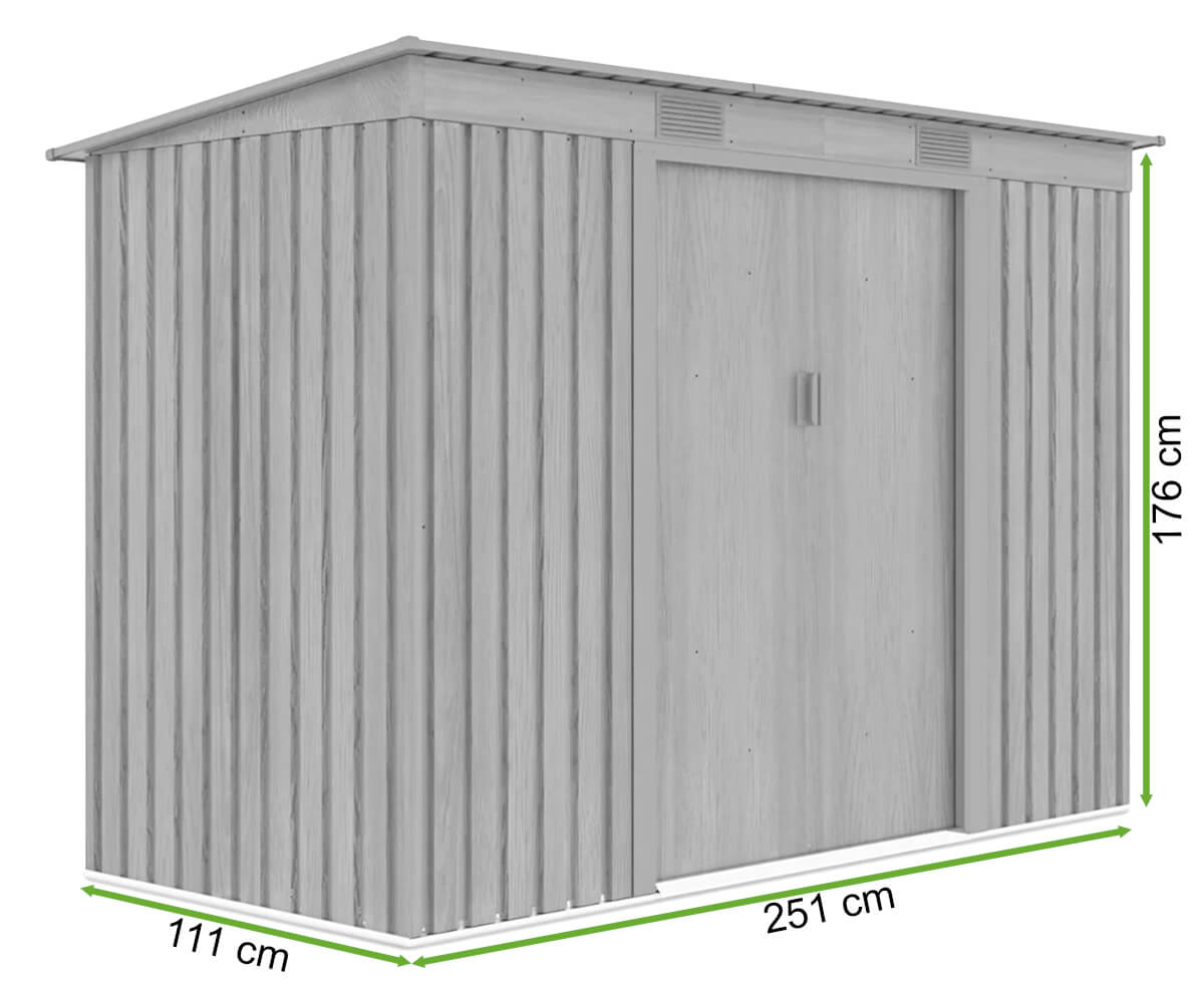  wymiary domku ogrodowego OREGON 261x121cm Beige Hardmaister