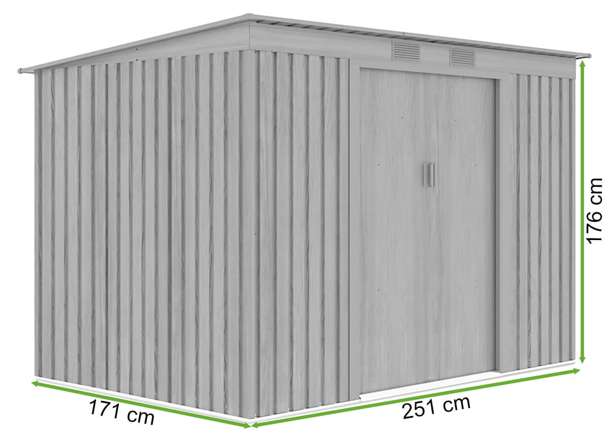 wymiary domku ogrodowego OREGON 261x171cm Cold Grey Hardmaister