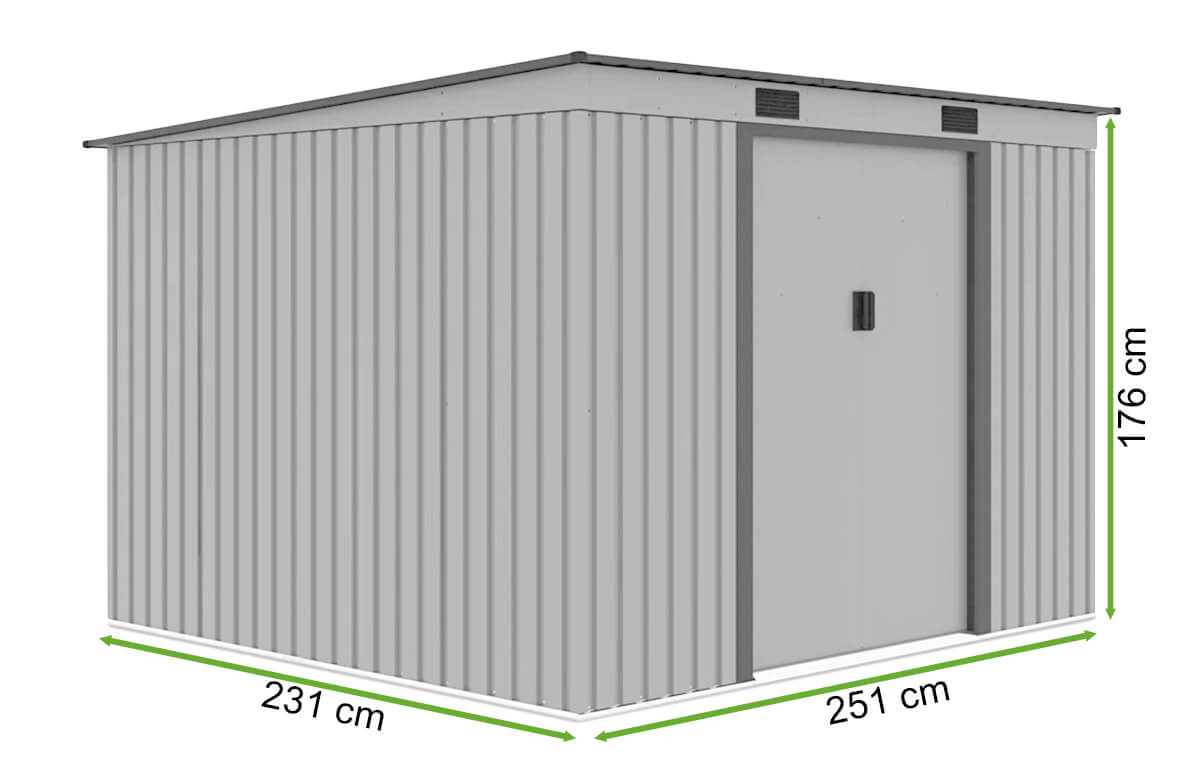  wymiary domku ogrodowego OREGON  261x241cm Cold Grey Hardmaister