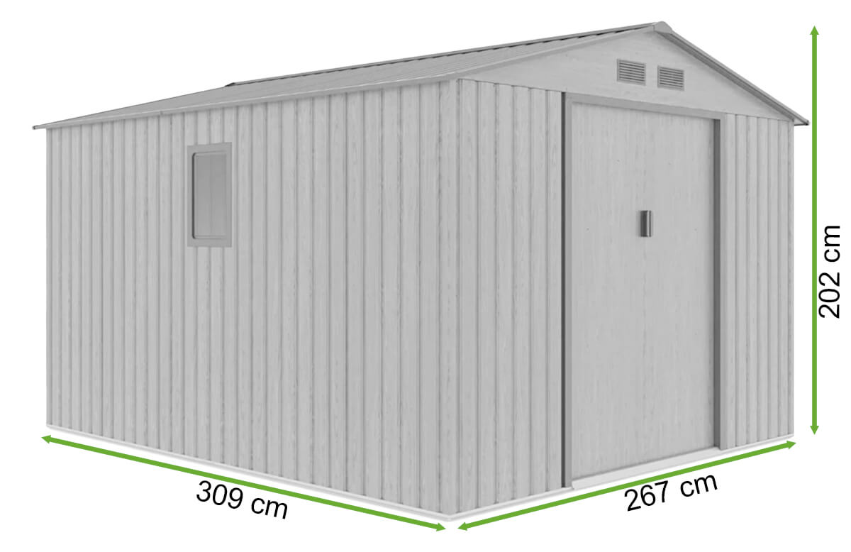  Wymiary domu narzędziowego HUDSON 277x319cm Oak Grey Hardmaister