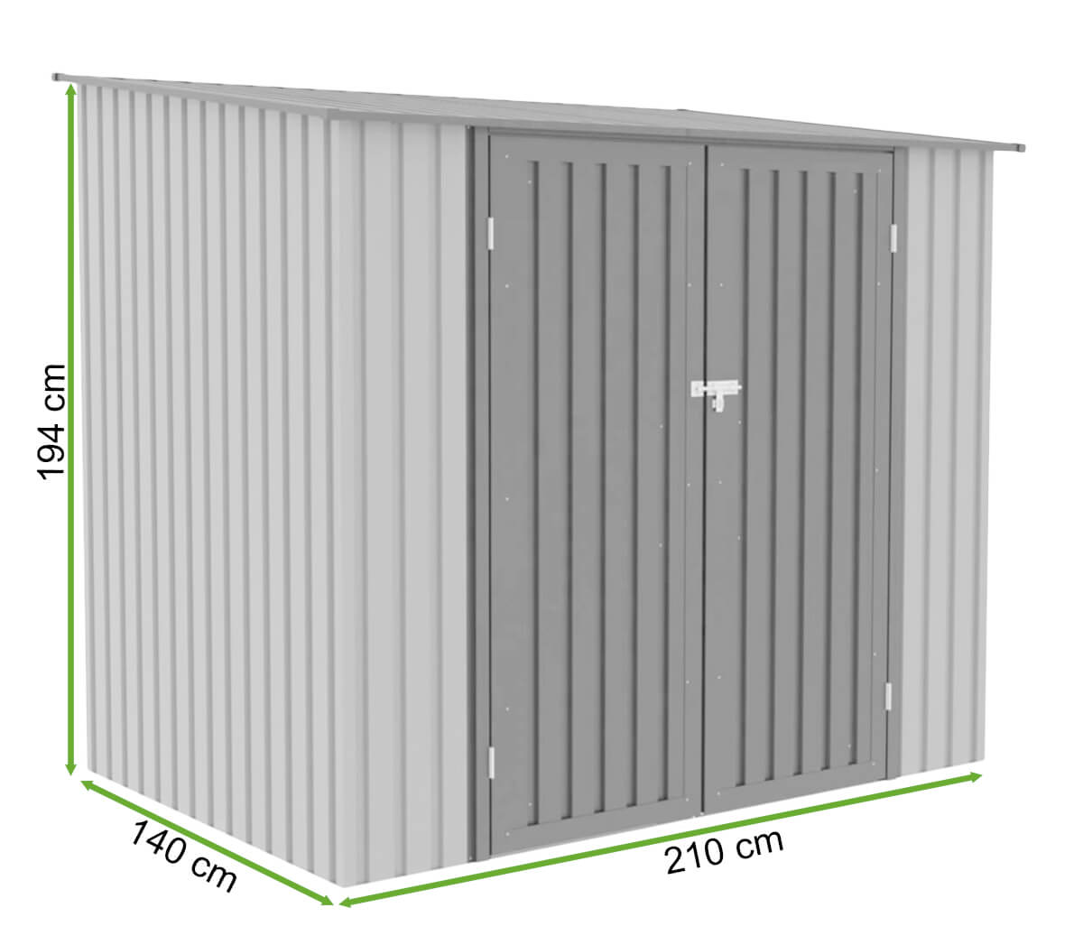  Wymiary metalowej narzędziowni KENT 222x149cm Light Grey Hardmaister