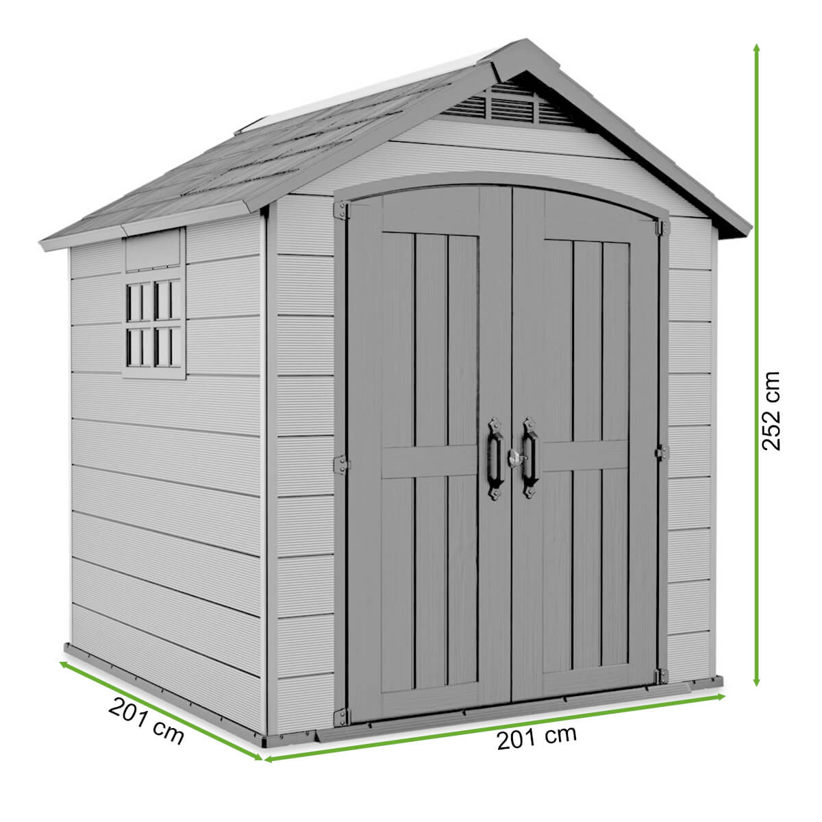 wymiary domku narzędziowego PREMIER 757 KETER