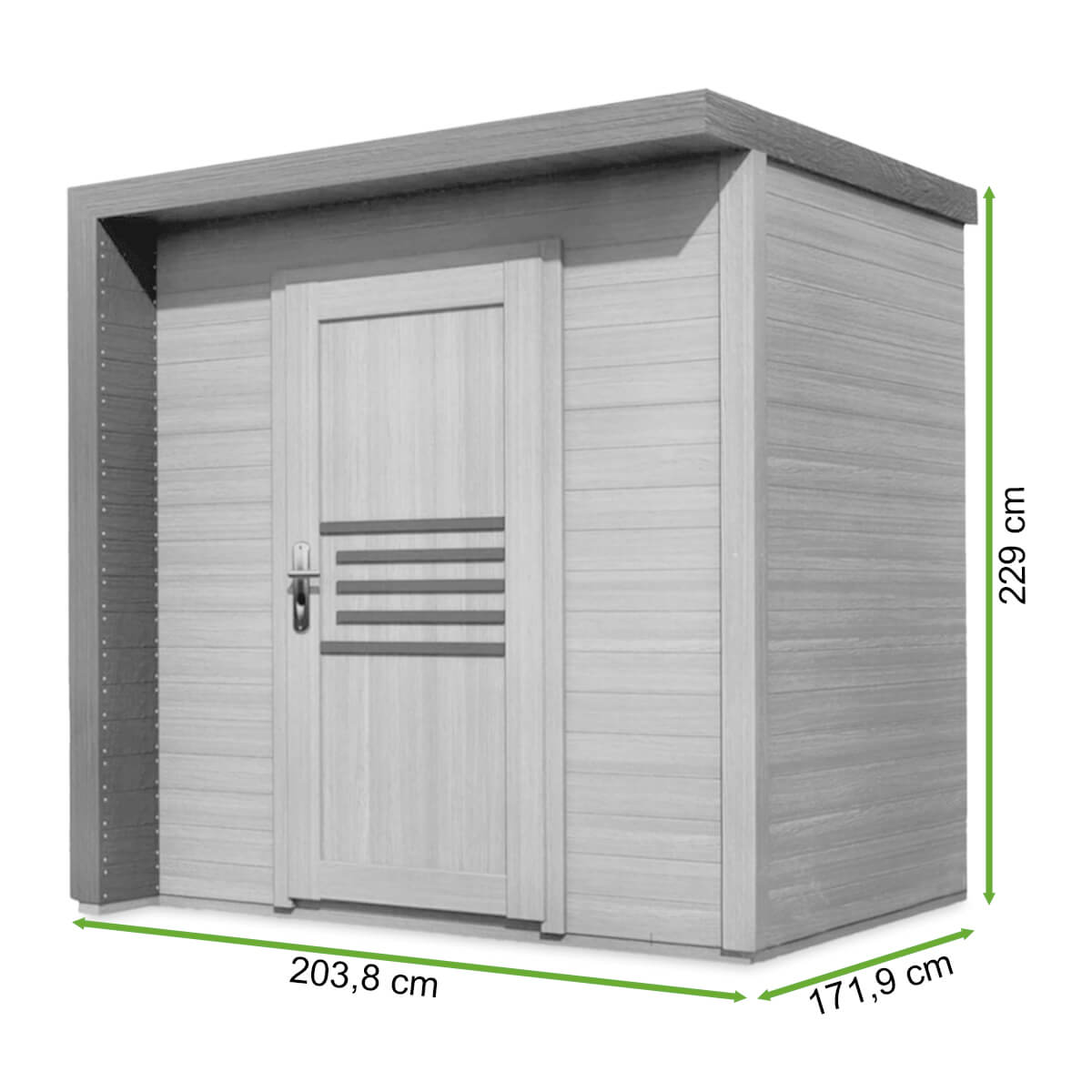 Wymiary domku ogrodowego BRATEK 204x202cm Jasny dąb Megiw