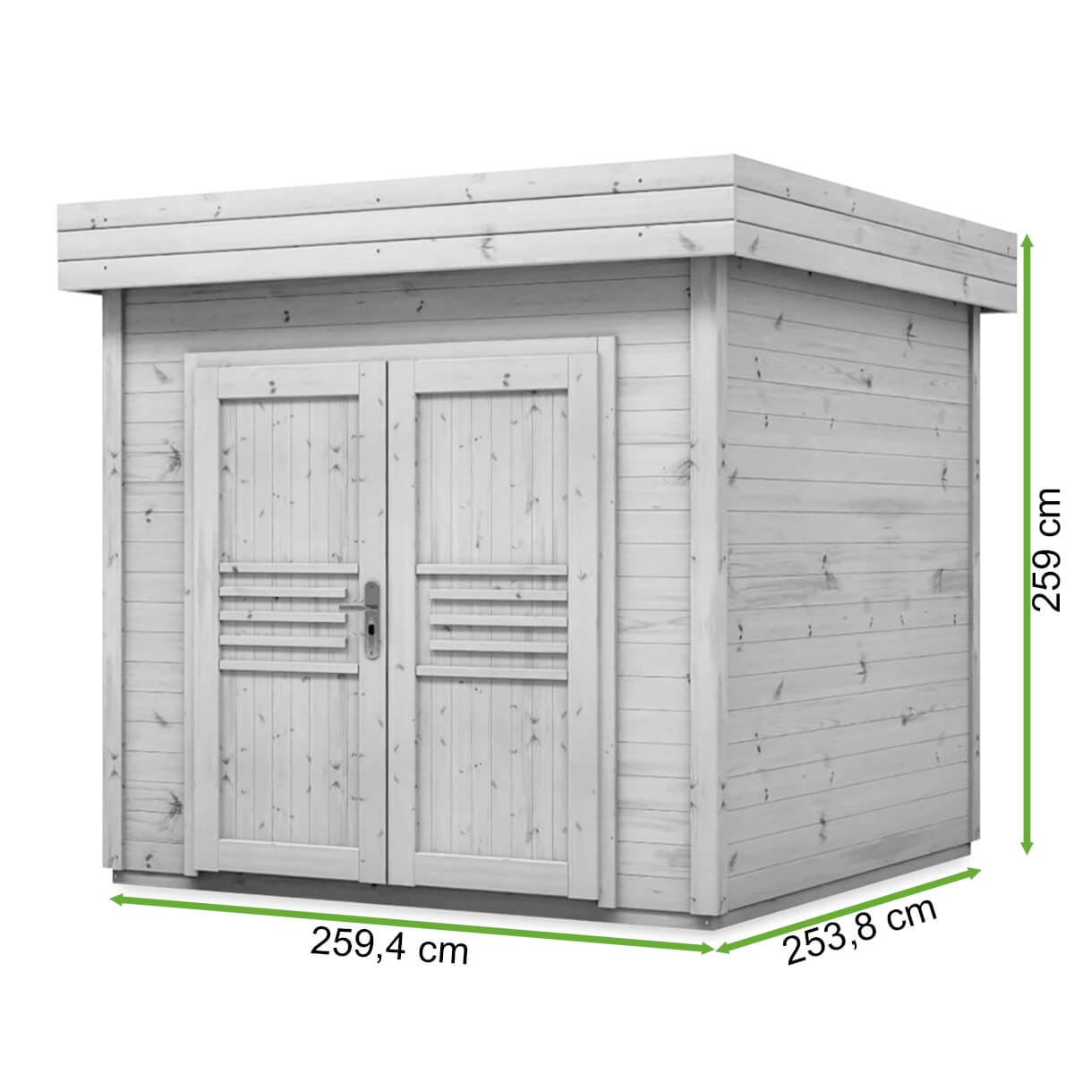  Wymiary domku ogrodowego MALWA podwójne drzwi 270x270cm Megiw