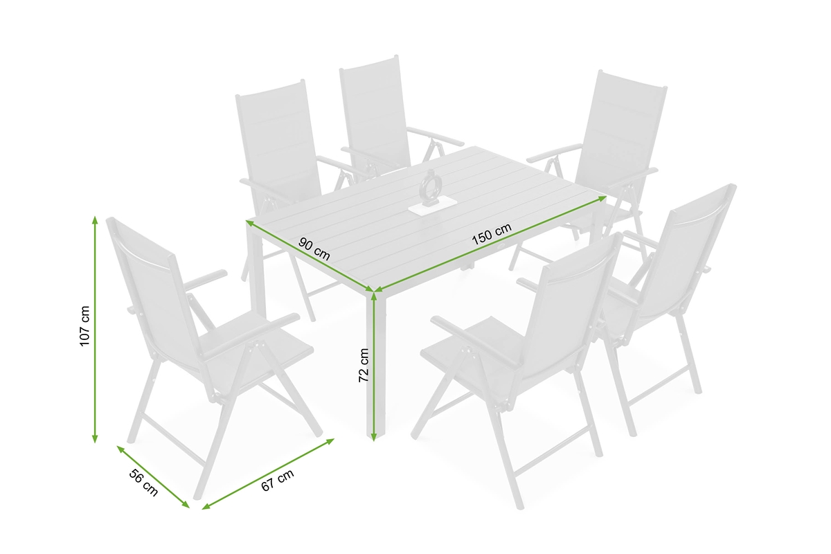 rozměrový výkres sady sydney v šedé barvě