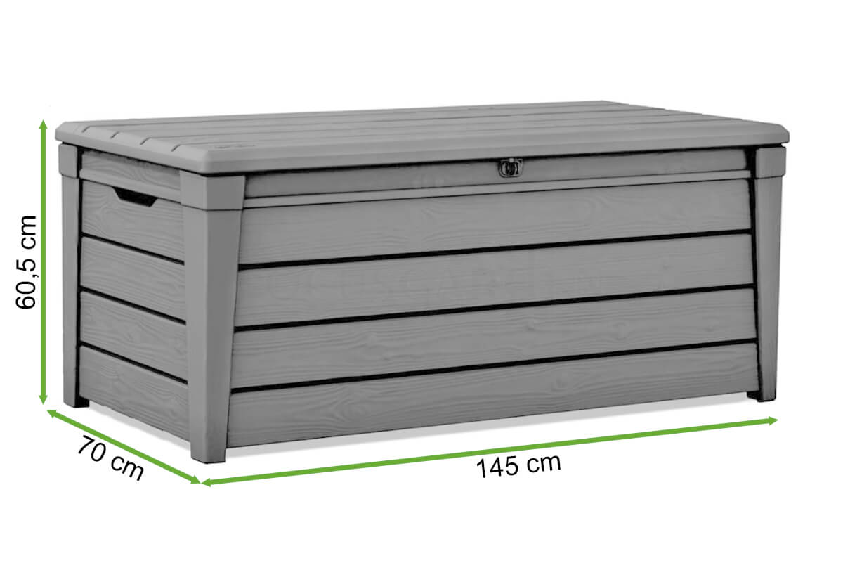  Wymiary Skrzyni z siedziskiem Keter BRIGHTWOOD BOX 455L Brown