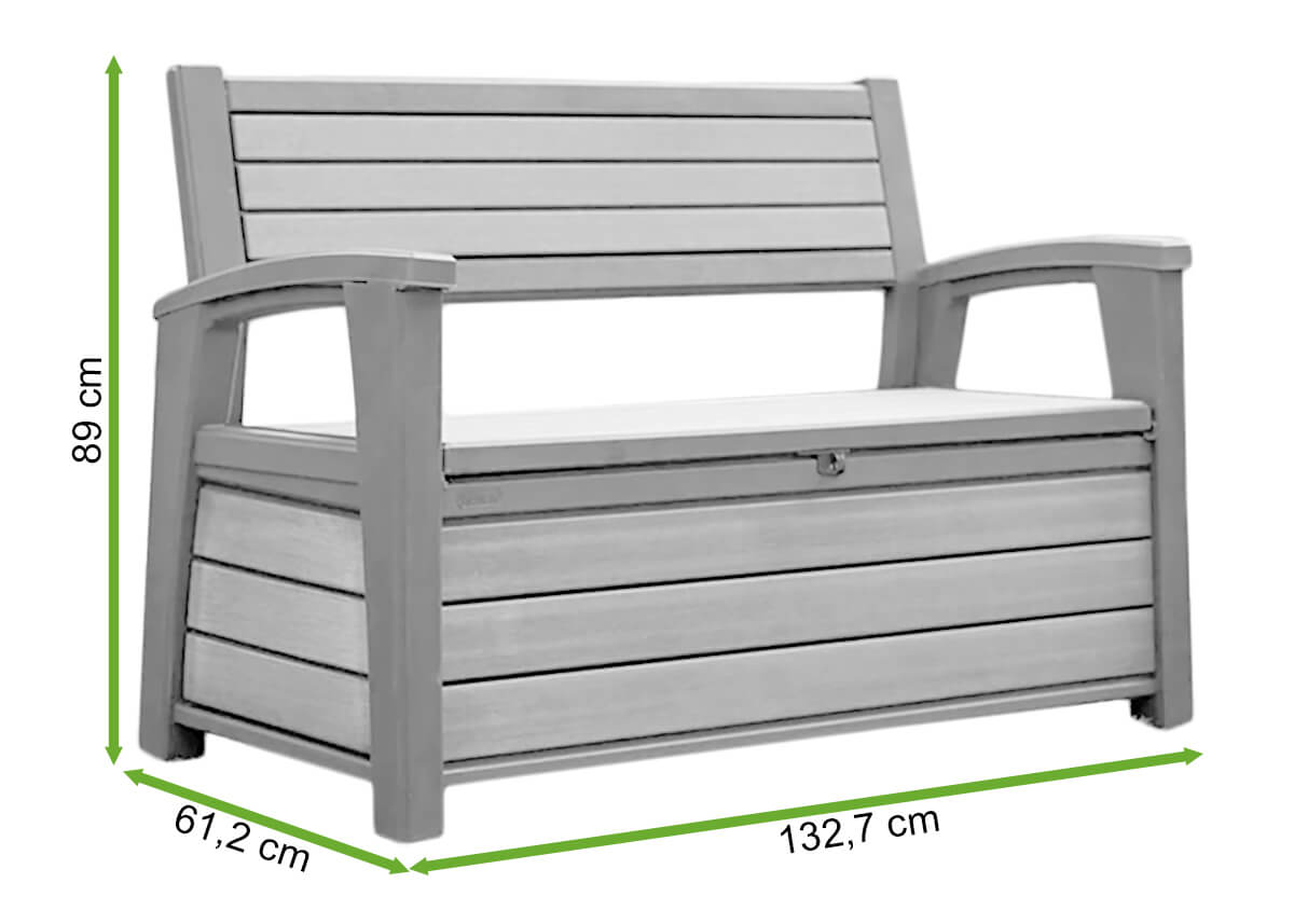  Wymiary Skrzyni/Ławki Keter HUDSON STORAGE BENCH 227L Graphite