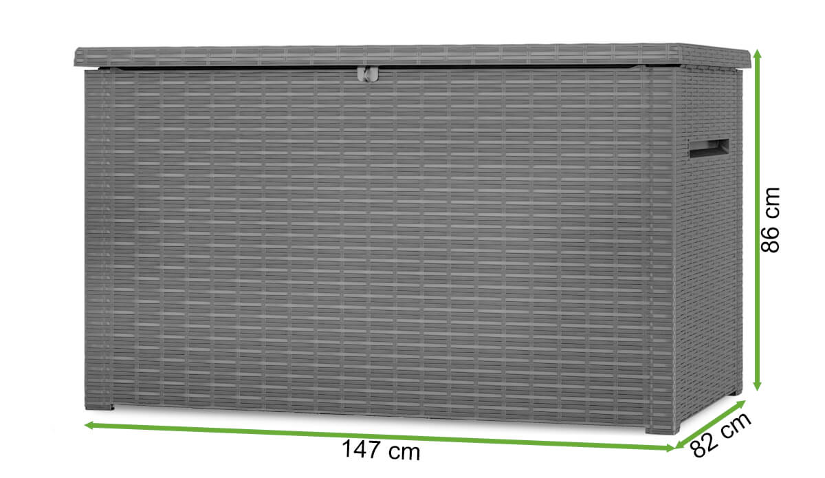  Wymiary Schowka ogrodowego Keter JAVA BOX 850L Graphite