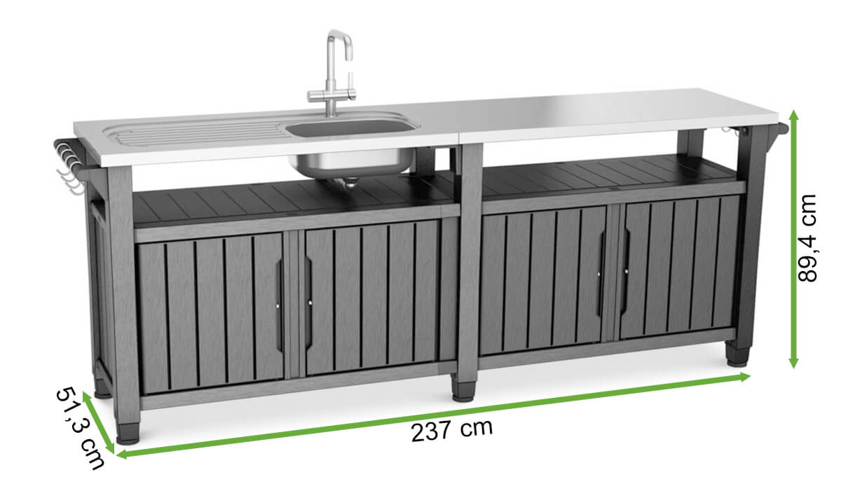  Wymiary Skrzyni na paczki Keter UNITY CHEF 415L Graphite 