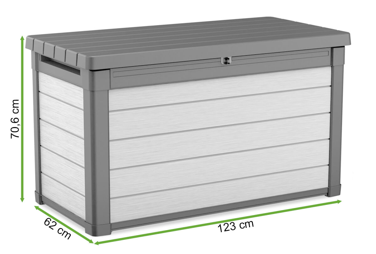  Wymiary Skrzyni balkonowej Keter DENALI 380L Graphite