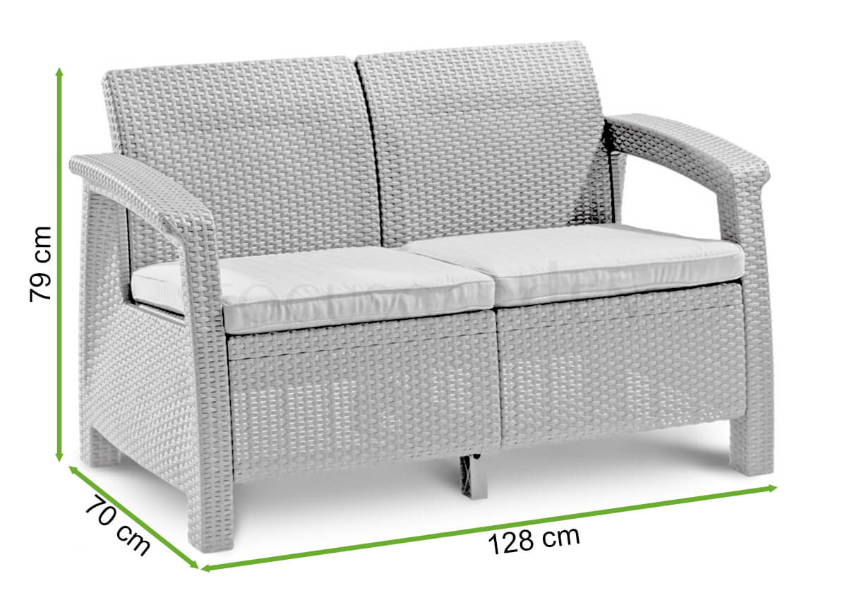  Wymiary Sofy CORFU LOVE SEAT Graphite