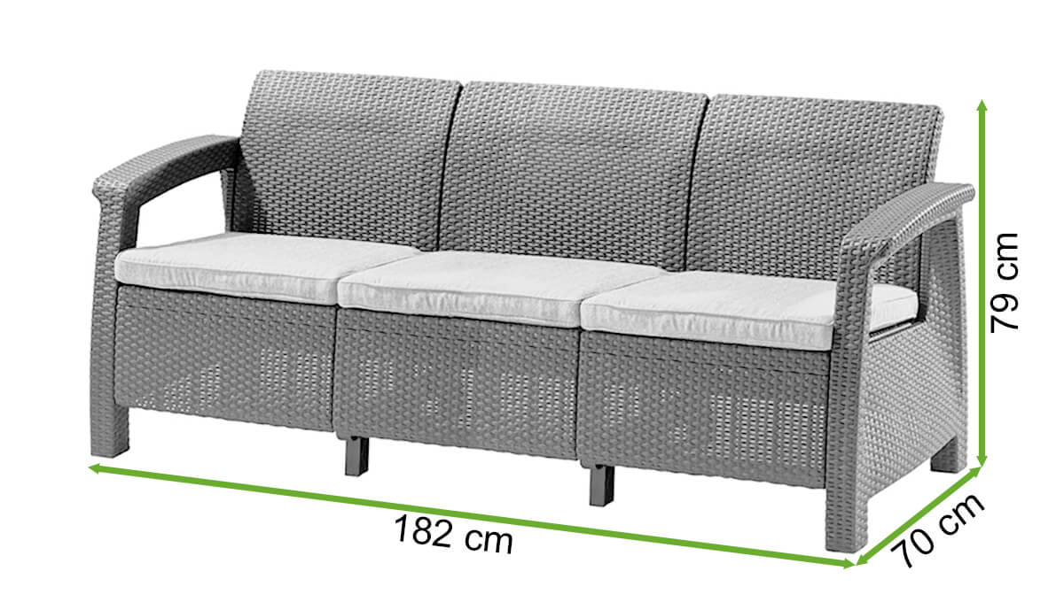  Wymiary Sofy CORFU LOVE SEAT MAX Cappuccino